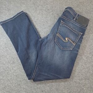 Silver Jeans Co Grayson Jeans Mens 33x32 Dark Wash Straight Leg Stretch Denim